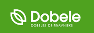 Dobeles dzirnavnieka zīmols baltiem burtiem uz gaiši zaļa fona