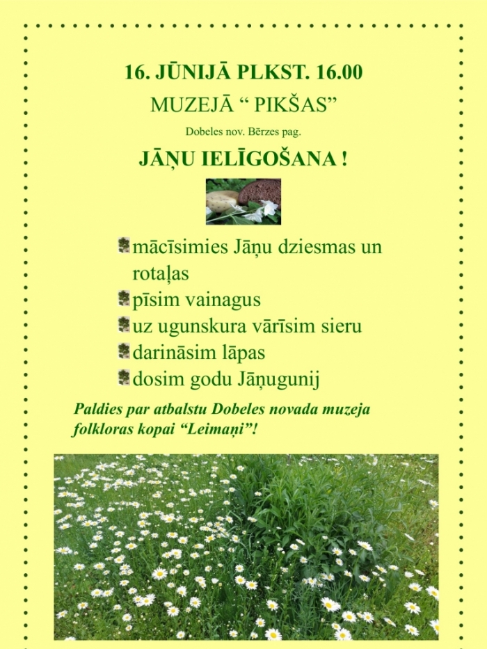 2024. gada Jāņu ielīgošanas pasākuma programma muzejā "Pikšas"